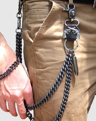 Black biker trucker bullet hook wallet Chain for chain wallet biker wa